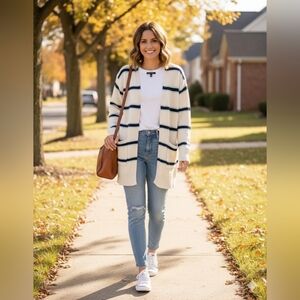 St.Johns Bay Striped Cardigan Large